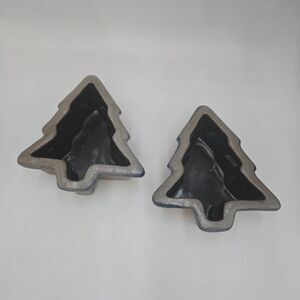 Vintage Rowe Pottery Works Set Of 2 Handmade Christmas Tree Baker’s Dishes